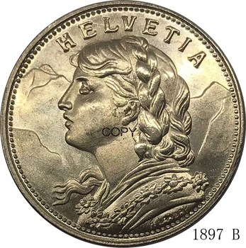 Isviçre 1897 B 20 Frank Vreneli Metal Pirinç Altın Sikke Hatıra Koleksiyon Kopya Kopya Paralar