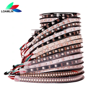 WS2812B Akıllı RGB LED Şerit WS2812 Ayrı Ayrı Adreslenebilir LED ışık 30/60 / 144Leds Siyah / Beyaz PCB Su Geçirmez IP30 / 65 / 67 DC5V
