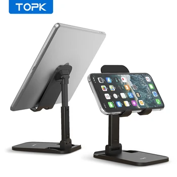 TOPK D10 Taşınabilir Masaüstü telefon tutucu Standı Tablet Tutucu Katlanabilir Uzatın Destek Masası iPhone iPad için Ayarlanabilir telefon standı