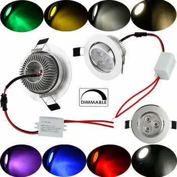 Kısılabilir 3W Gömme LED tavan lambası Spot Aydınlatma 110v 220v Lambalar Ampul Beyaz Ücretsiz Sürücü Renkli Kırmızı Sarı Mor