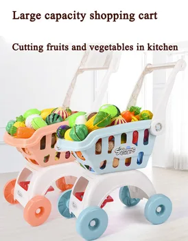 Çocuk Süpermarket Alışveriş Sepeti Pushcart Oyuncak Sepeti Sebze Ve Meyve Simülasyon Gıda Sahte Oyuncak Mutfak Hizmetçi Oyuncak