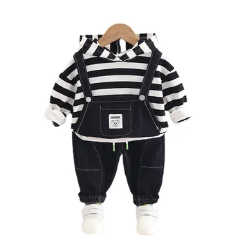 Yeni Bahar Sonbahar Bebek Kız Giysileri Çocuk Erkek Moda Çizgili Hoodies Pantolon 2 adet / takım Toddler Rahat Kostüm Çocuklar Eşofman