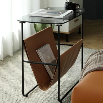 Kanepe yan masa depolama basit Modern cam yaratıcı ışık lüks oturma odası Nordic başucu köşe muebles başucu masa