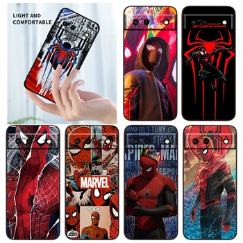 Marvel Örümcek Adam Süper Kahraman telefon kılıfı İçin Google Piksel 7 6 Pro 6A 5A 5 4 4A XL 5G Siyah Kabuk Yumuşak TPU kapak Fundas Coque Çapa
