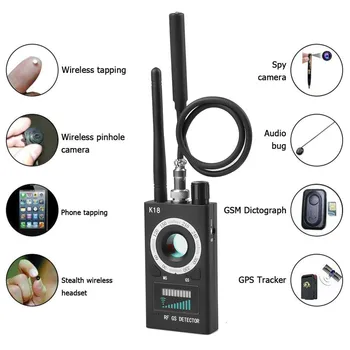 K18 Çok fonksiyonlu Anti Dedektörü 1 MHz-6.5 GHz GSM Anti-izleme Kamera Dedektörü RF Tracker GPS Anti-konum sinyal dedektörü