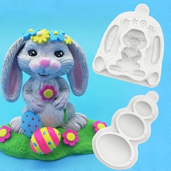 Paskalya tavşanı Ve Yumurta silikon kalıp Fondan Kek dekorasyon kalıbı Sugarcraft Çikolata Pişirme Aracı Mutfak Kek Gumpaste